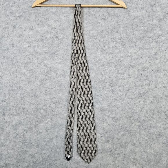 Pierre Cardin Necktie Geometric Black‎ & Beige All Silk Made In USA 4"x59" - Picture 2 of 9